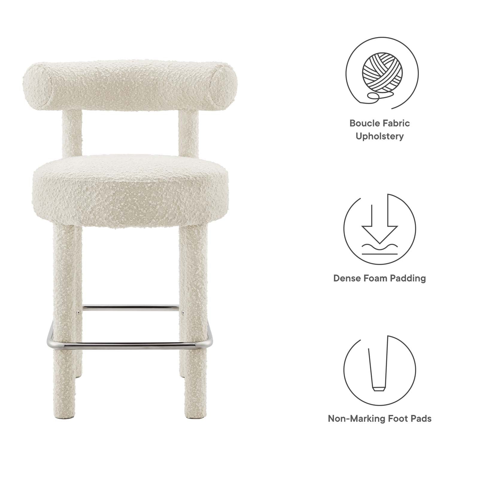 Toulouse Boucle Fabric Counter Stool Set of 2 by Modway