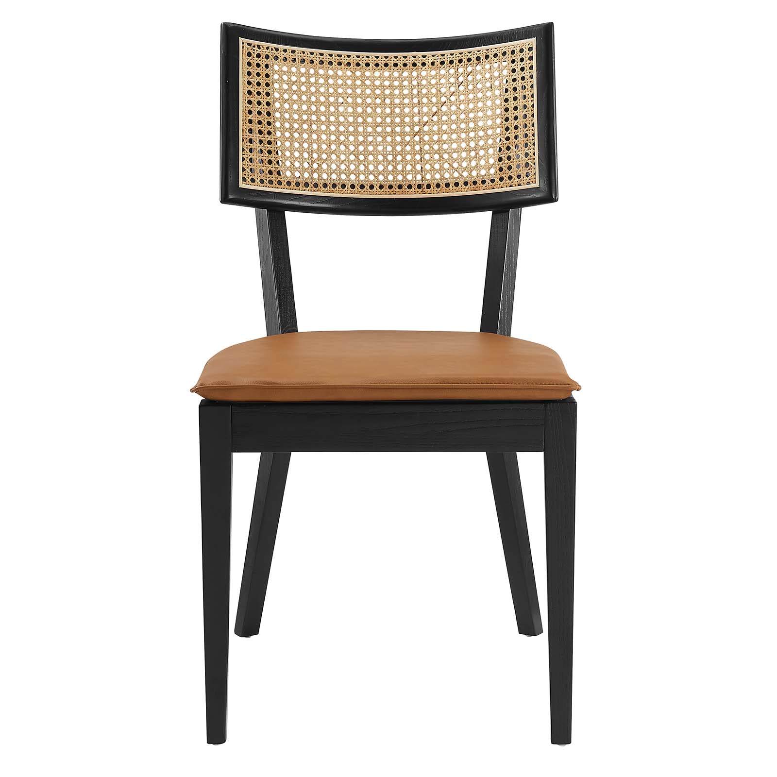 Caledonia Vegan Leather Upholstered Wood Dining Chairs Set of 2 by Modway