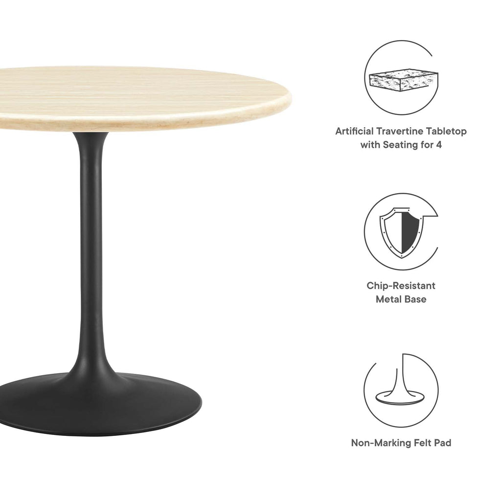 Lippa 36" Round Faux Travertine Dining Table by Modway