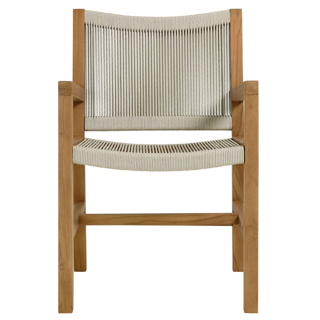 Vienna 3-Piece Outdoor Patio Teak and Rope Armchairs with Folding Side Table by Modway