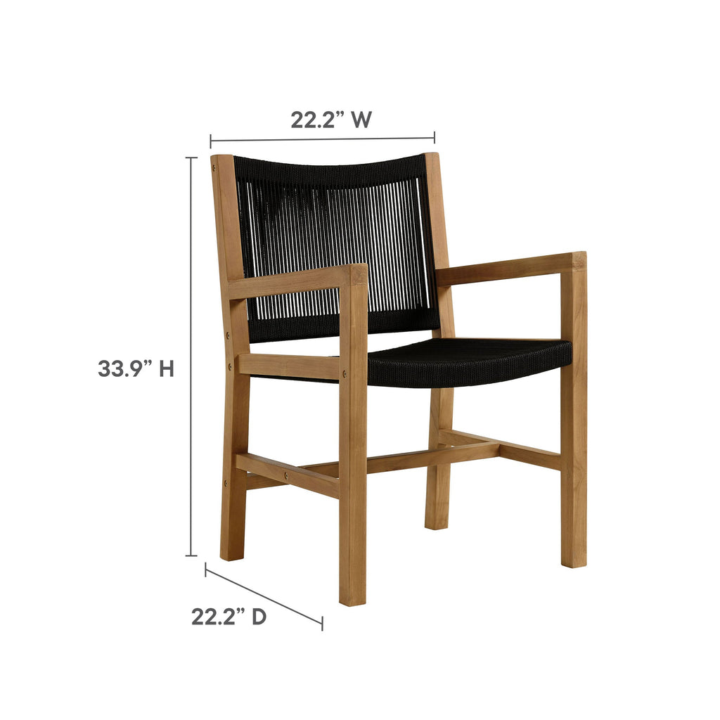 Vienna 7-Piece Outdoor Patio Teak and Rope Dining Set by Modway