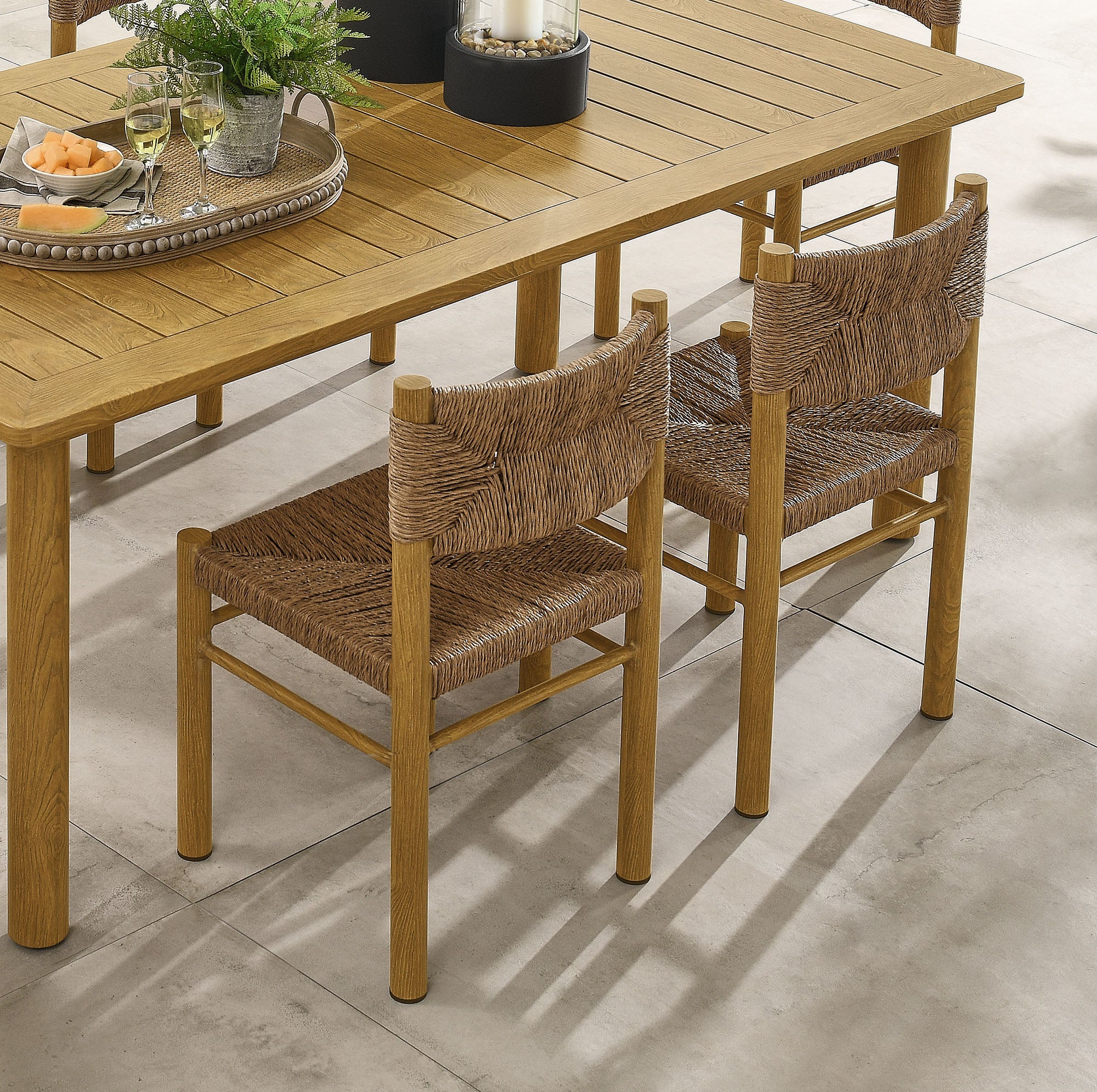 Parkland Outdoor Patio Rattan and Aluminum Dining Side Chairs Set of 2 by Modway
