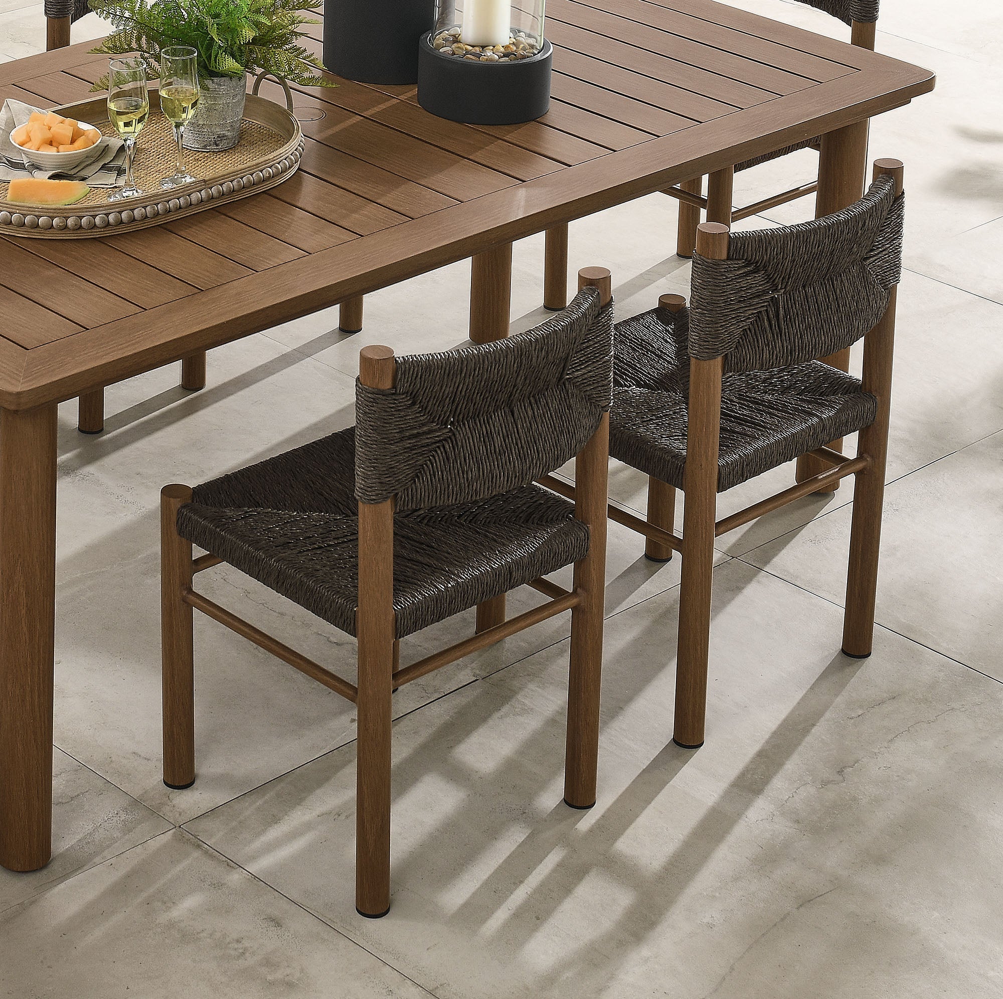 Parkland Outdoor Patio Rattan and Aluminum Dining Side Chairs Set of 2 by Modway