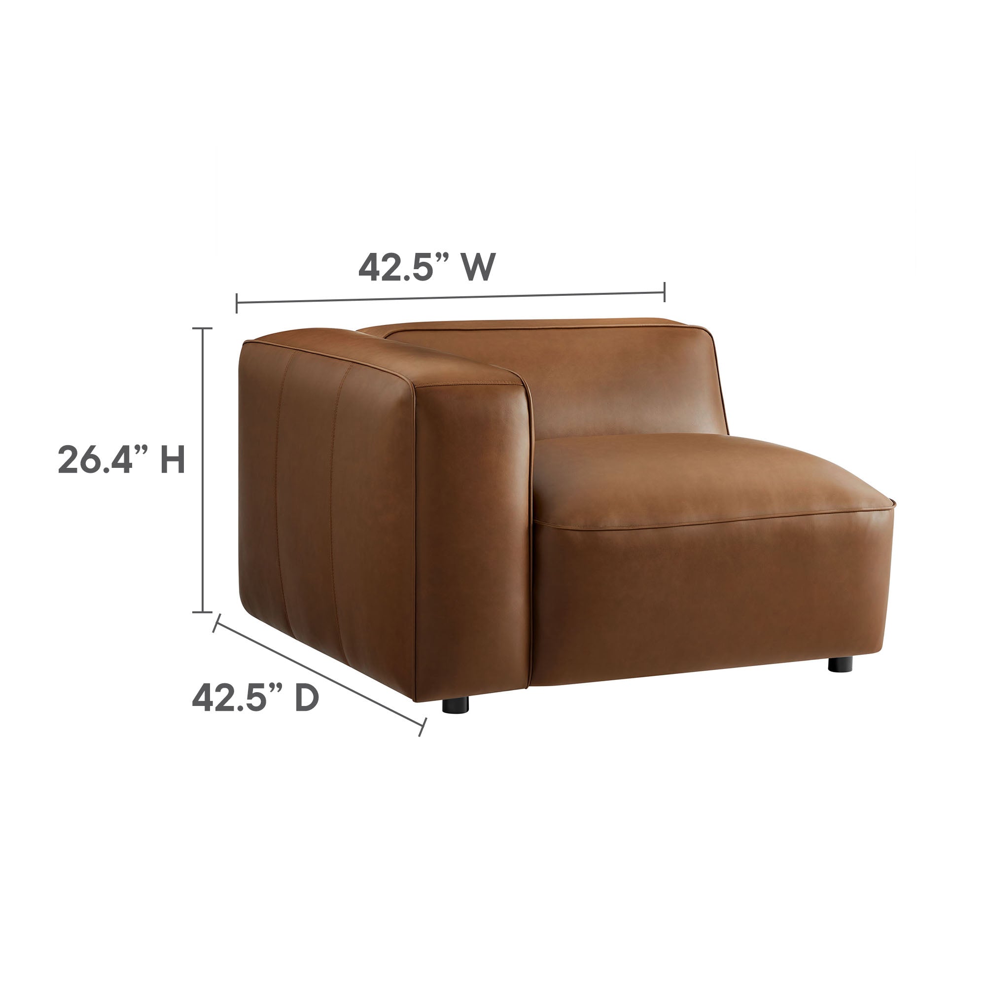 Auren 3-Piece Upholstered Vegan Leather Modular Loveseat with Ottoman by Modway