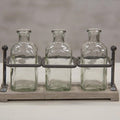 Wood & Iron Bottle Holder With 3 Bottles (Pack of 2)
