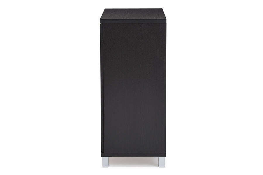 Baxton Studio Marcy Modern and Contemporary Dark Brown Wood Entryway Handbags or School Bags Storage Sideboard Cabinet