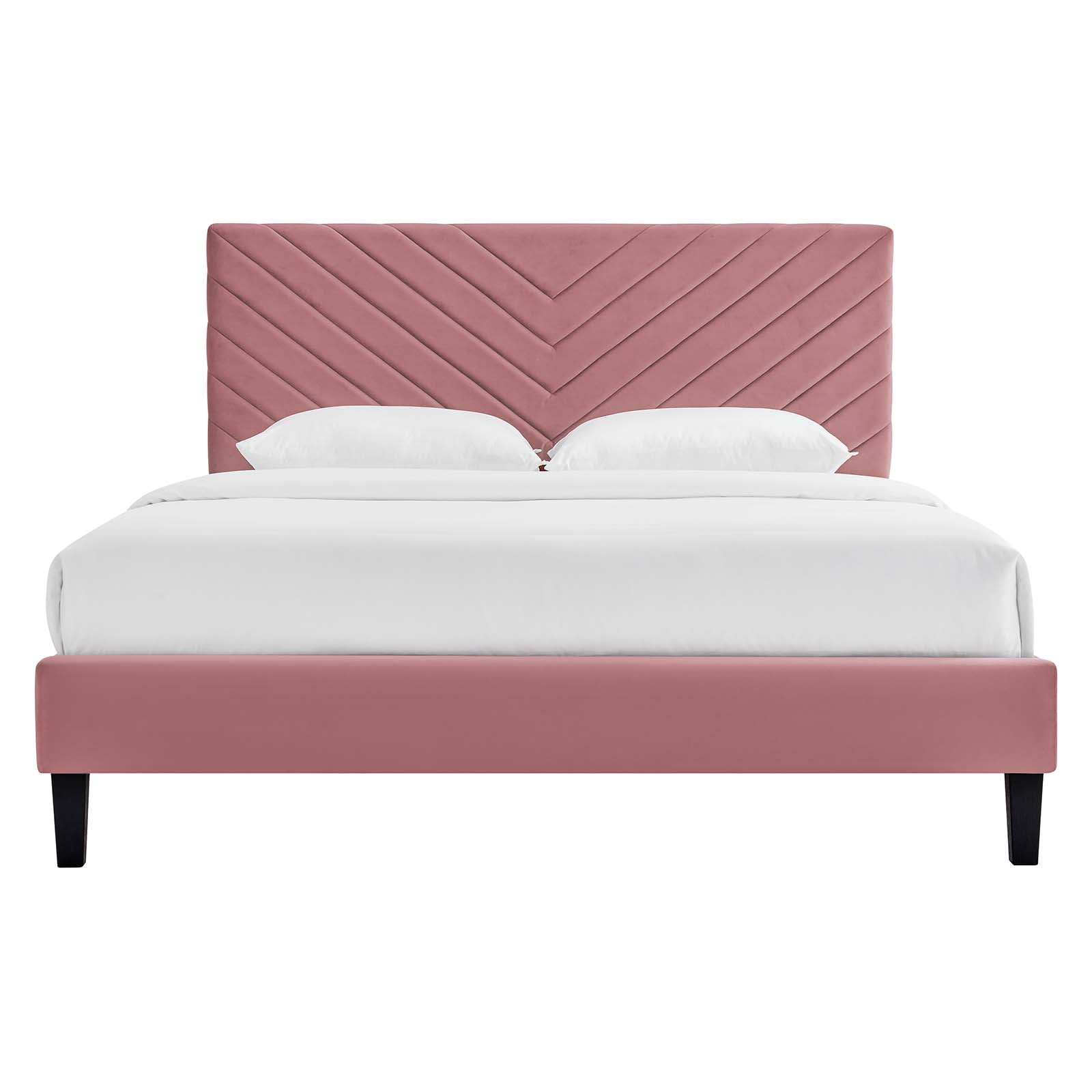 Roxanne Tapered Wood Leg Performance Velvet Queen Platform Bed by Modway