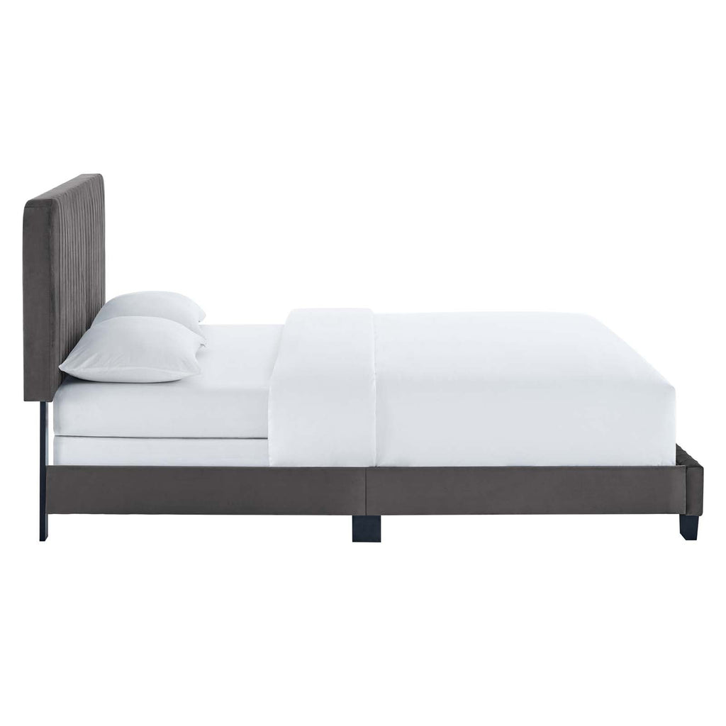 Celine Channel Tufted Performance Velvet Queen Bed by Modway