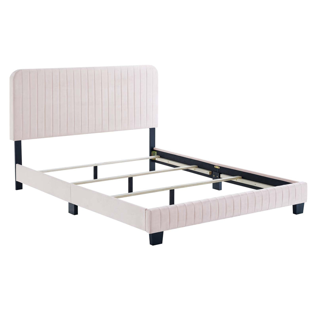 Celine Channel Tufted Performance Velvet Queen Bed by Modway
