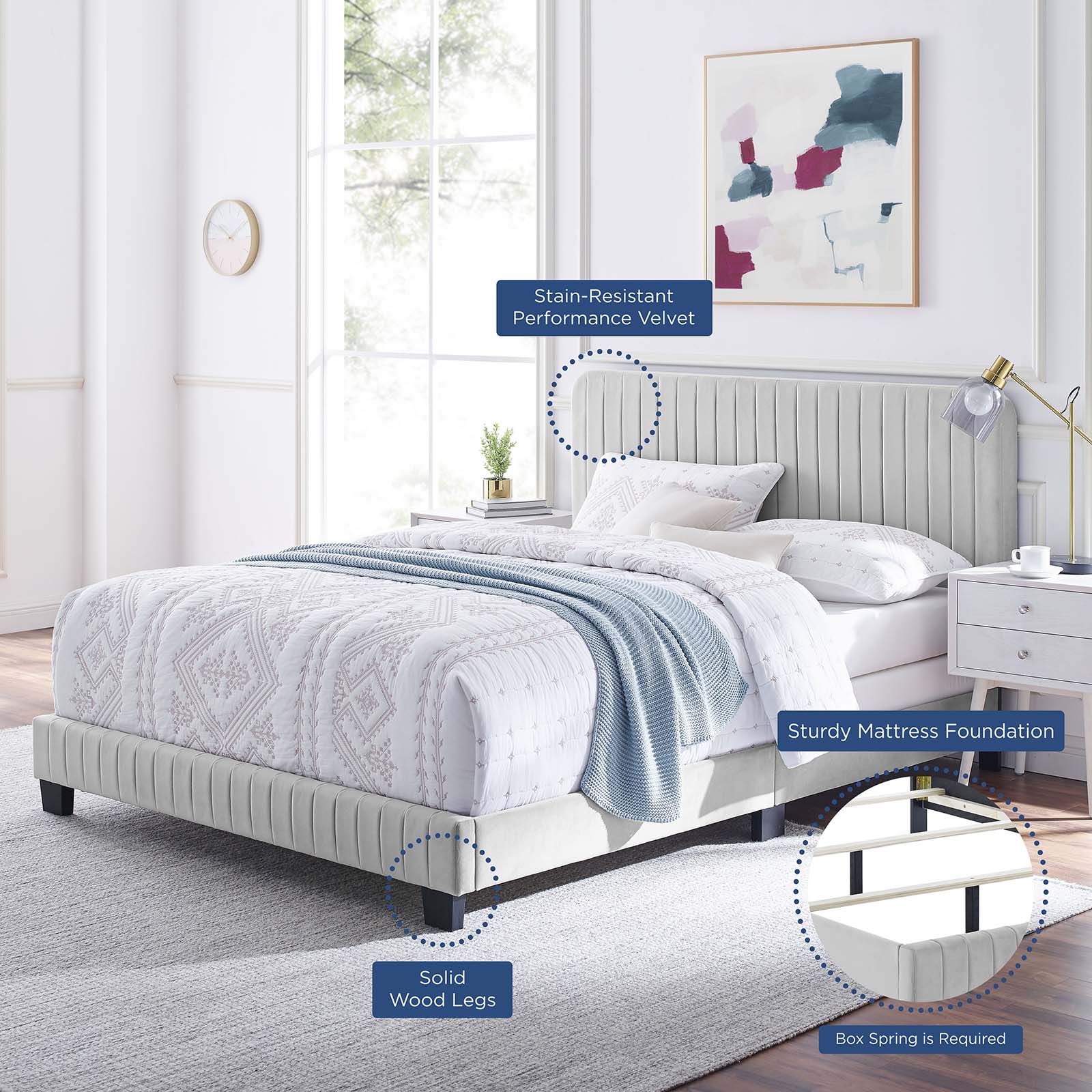 Celine Channel Tufted Performance Velvet Full Bed by Modway