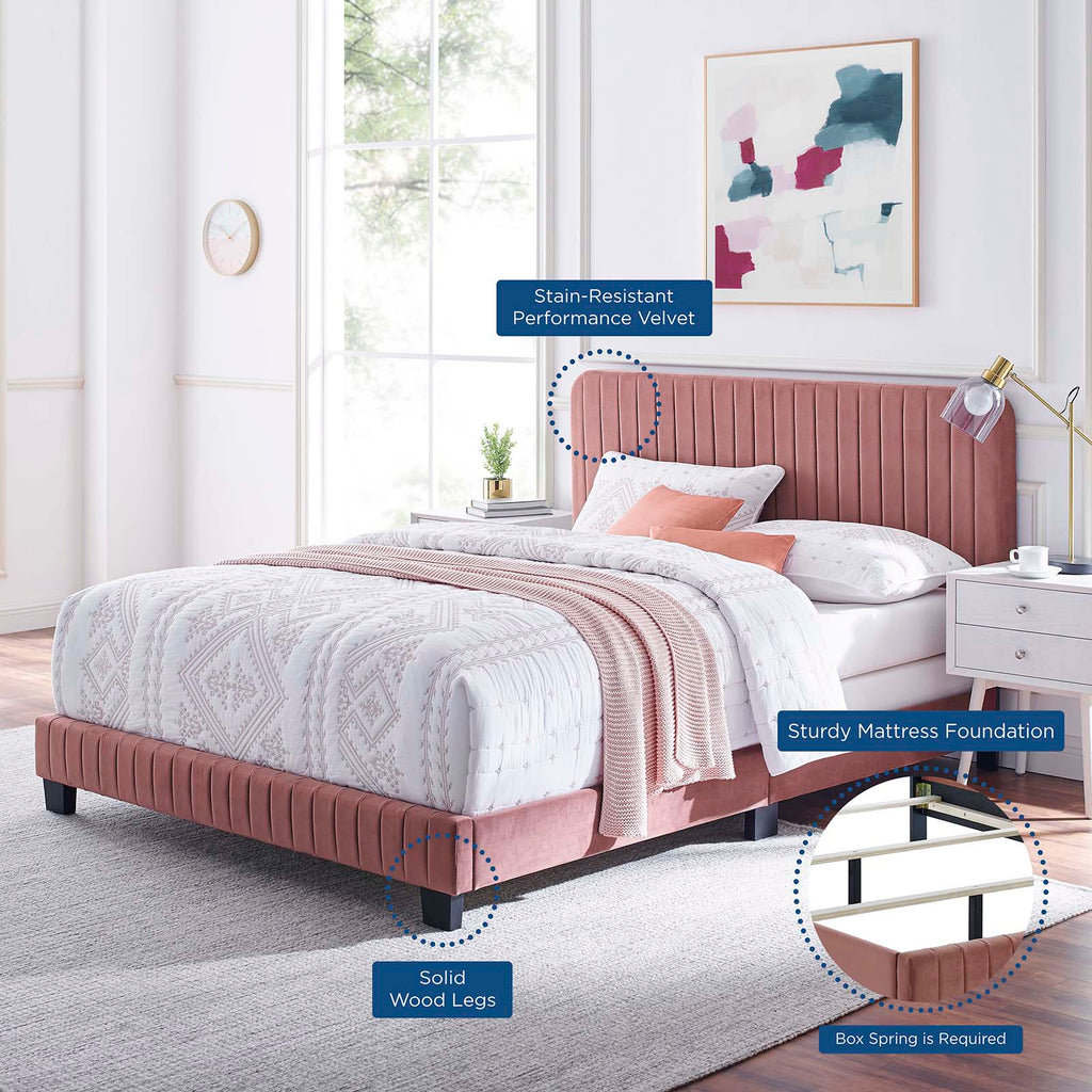 Celine Channel Tufted Performance Velvet Twin Bed by Modway