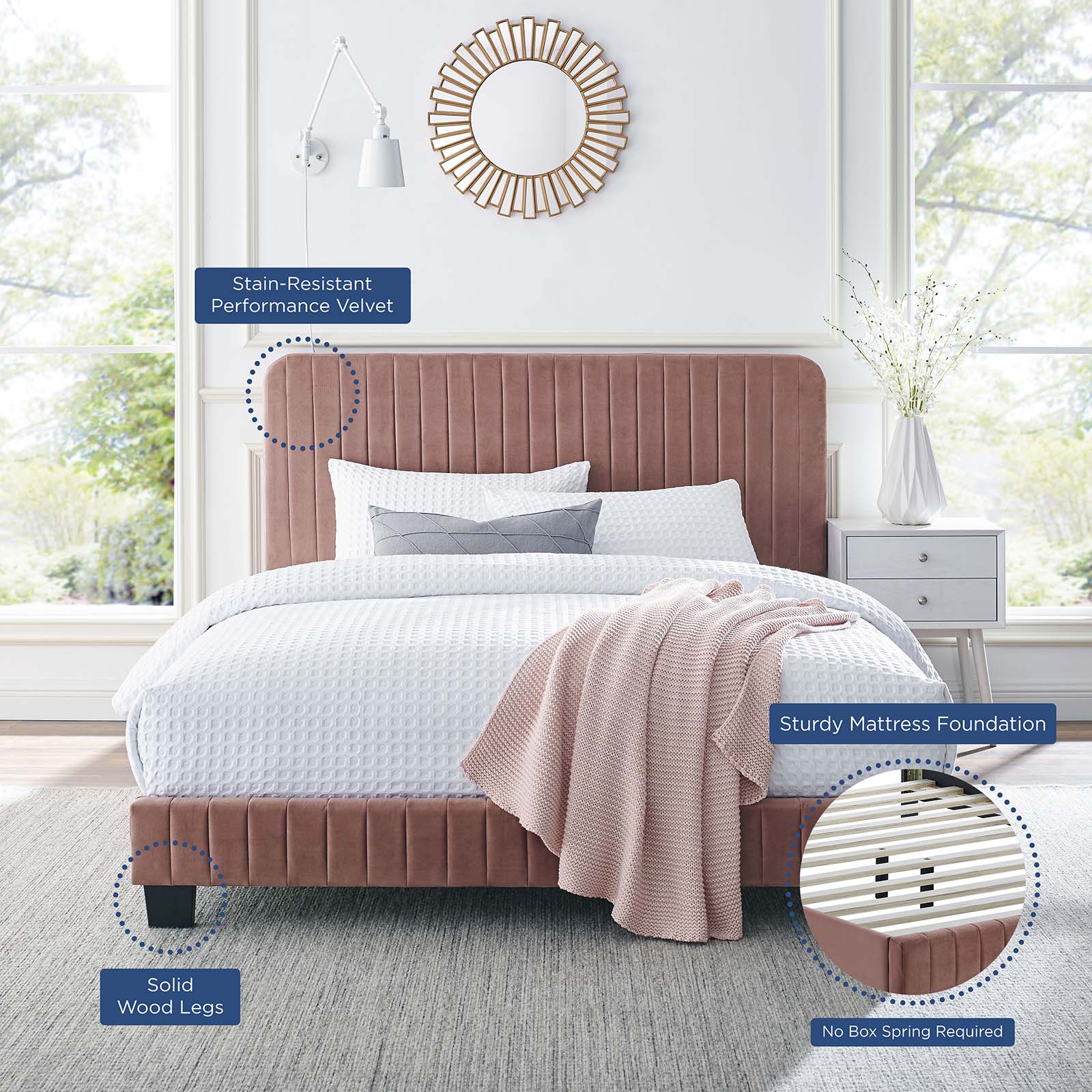 Celine Channel Tufted Performance Velvet King Platform Bed by Modway