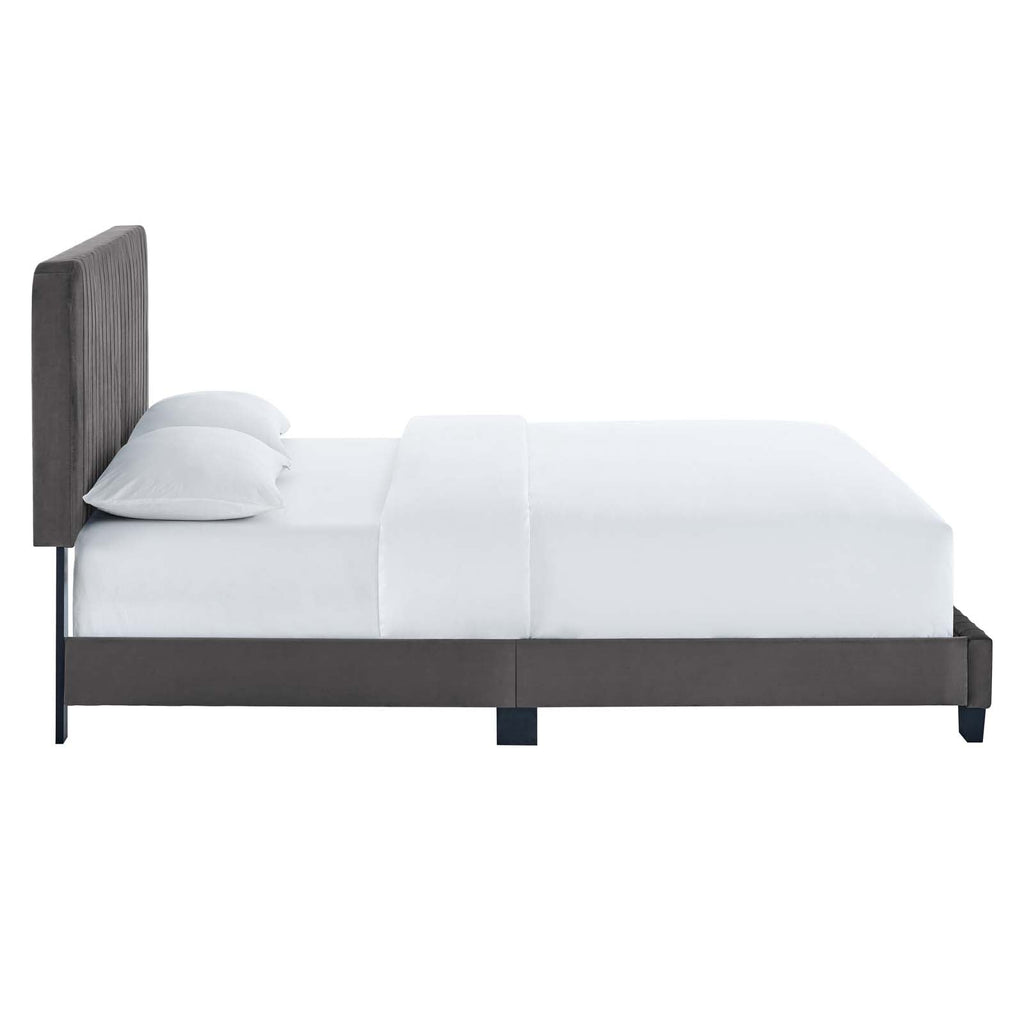 Celine Channel Tufted Performance Velvet King Platform Bed by Modway