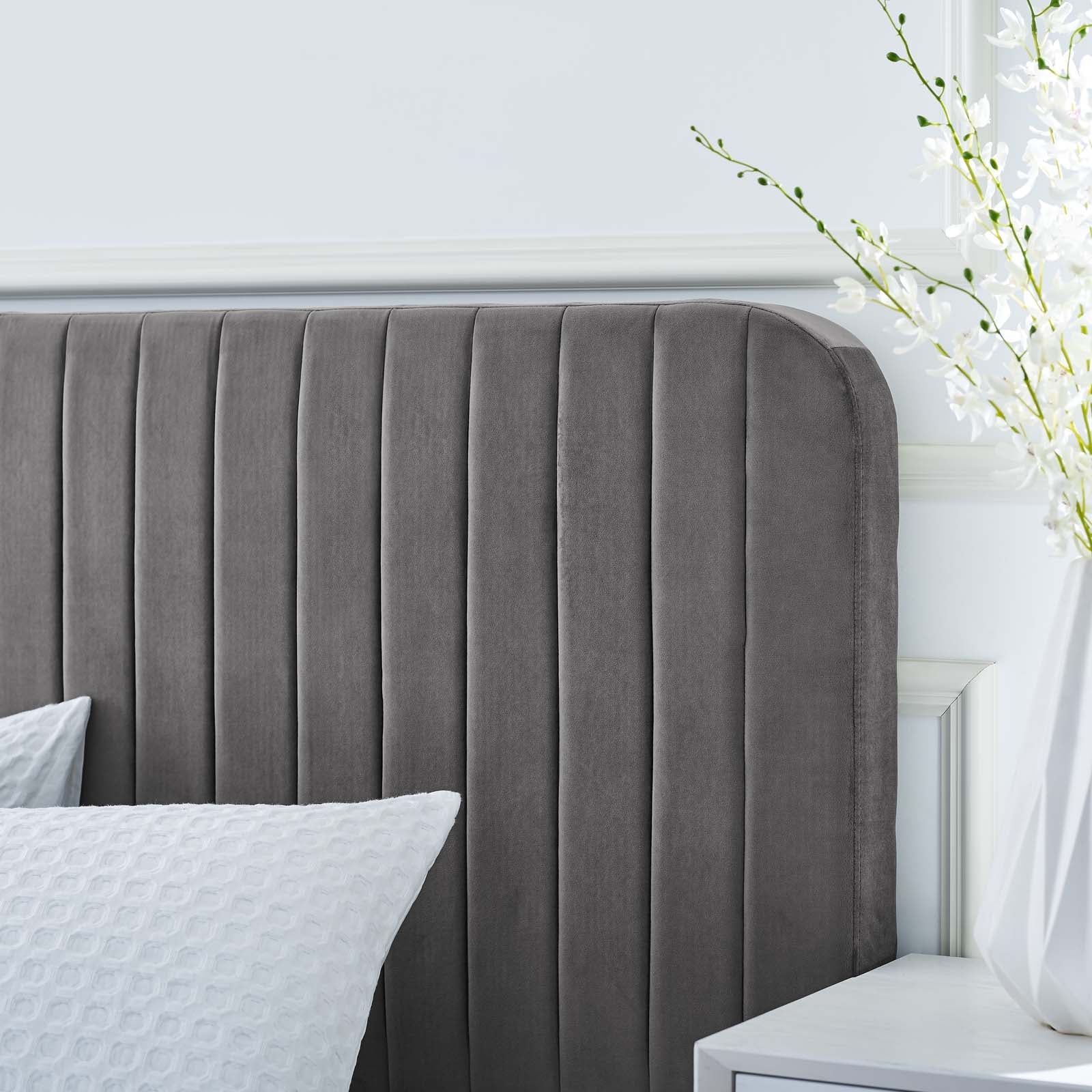 Celine Channel Tufted Performance Velvet King Platform Bed by Modway