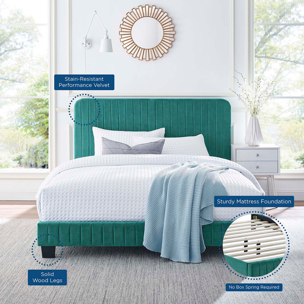 Celine Channel Tufted Performance Velvet King Platform Bed by Modway