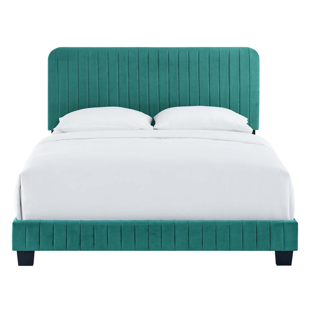 Celine Channel Tufted Performance Velvet Queen Platform Bed by Modway