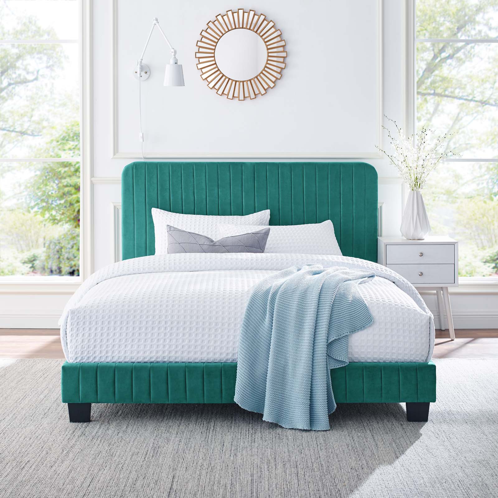 Celine Channel Tufted Performance Velvet Twin Platform Bed by Modway