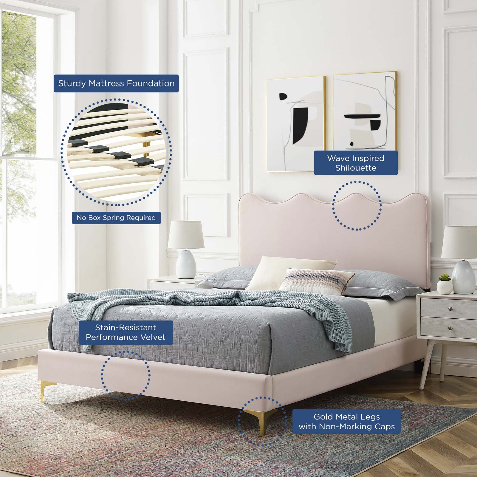 Current Performance Velvet Full Platform Bed by Modway