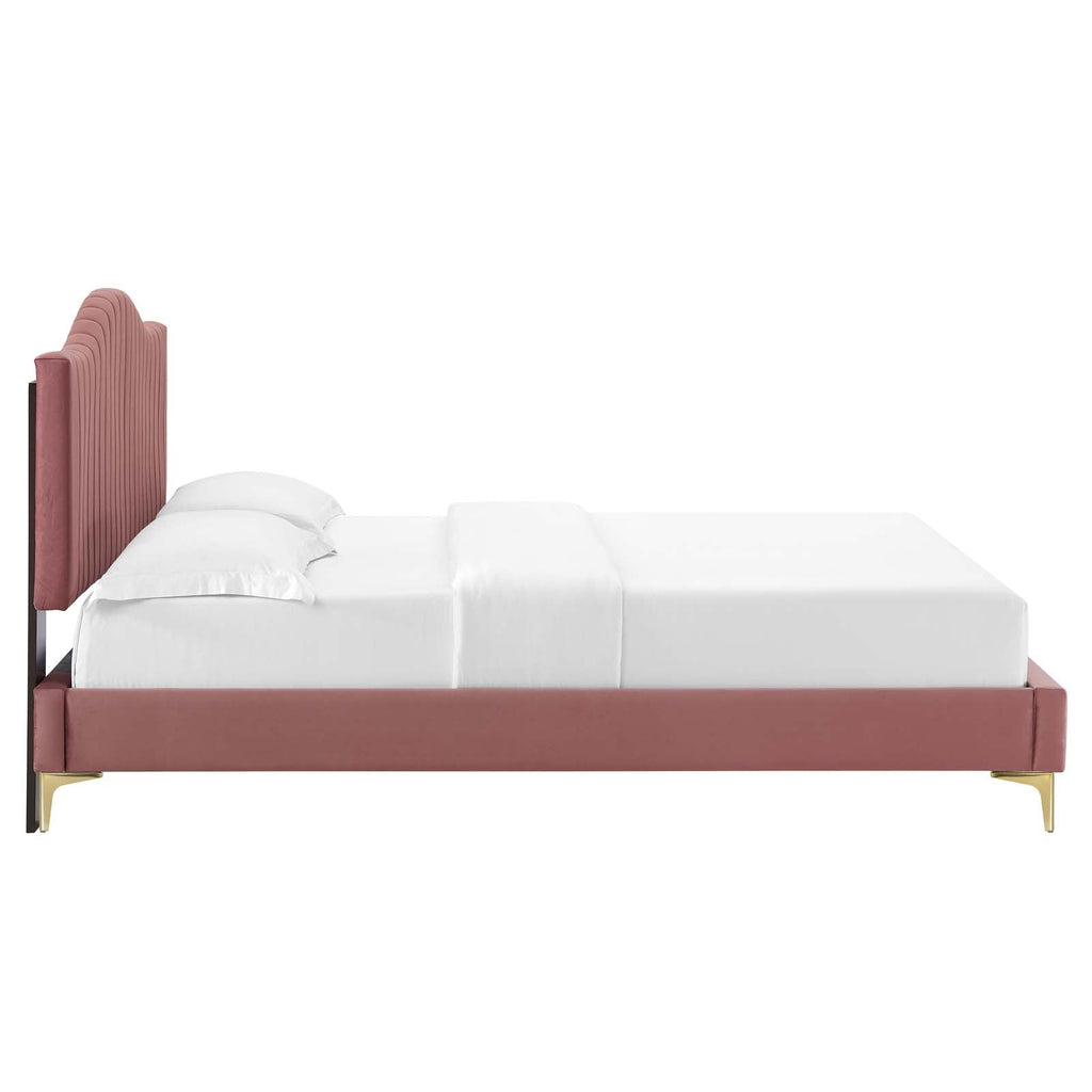 Juniper Channel Tufted Performance Velvet Twin Platform Bed by Modway