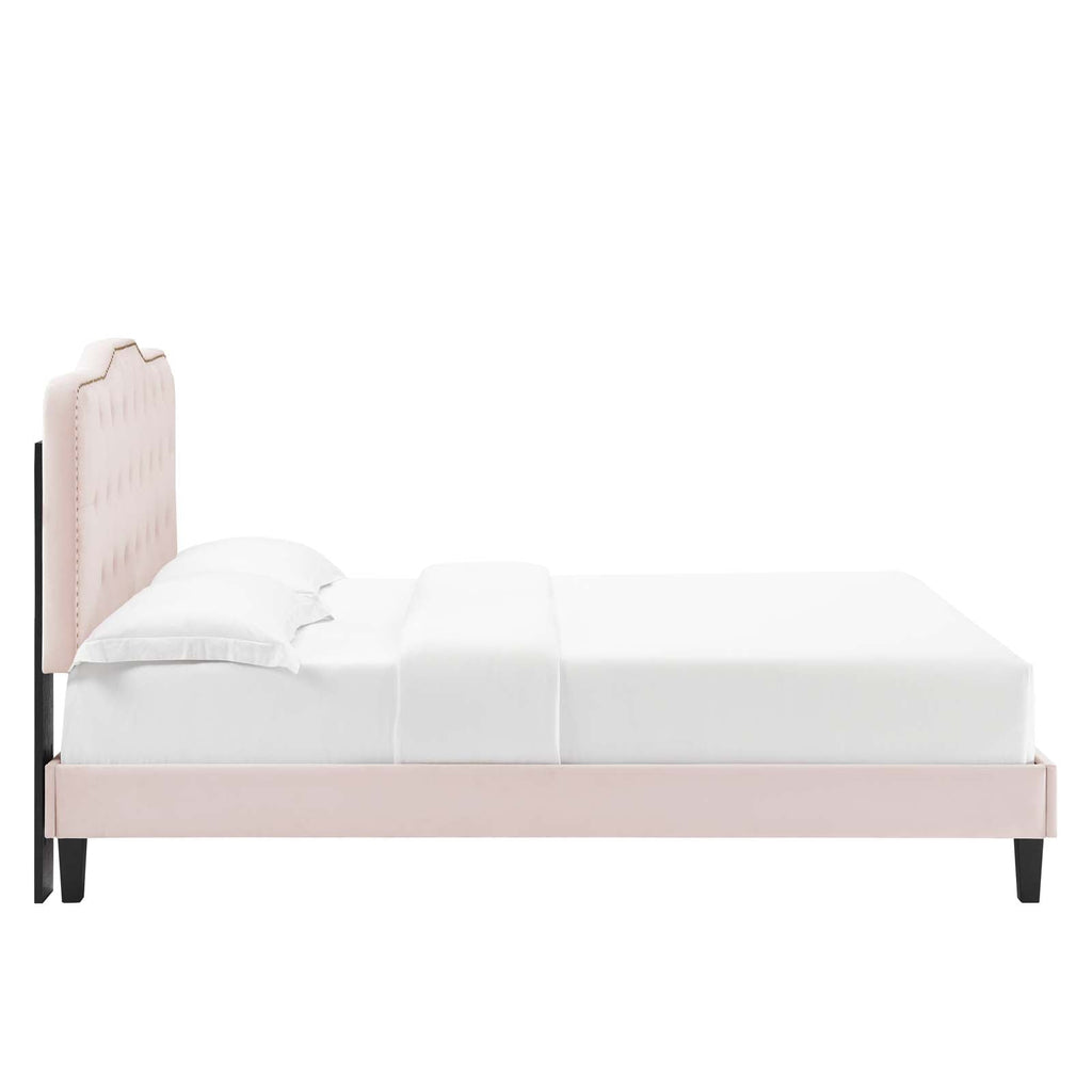 Amber Performance Velvet Queen Platform Bed by Modway