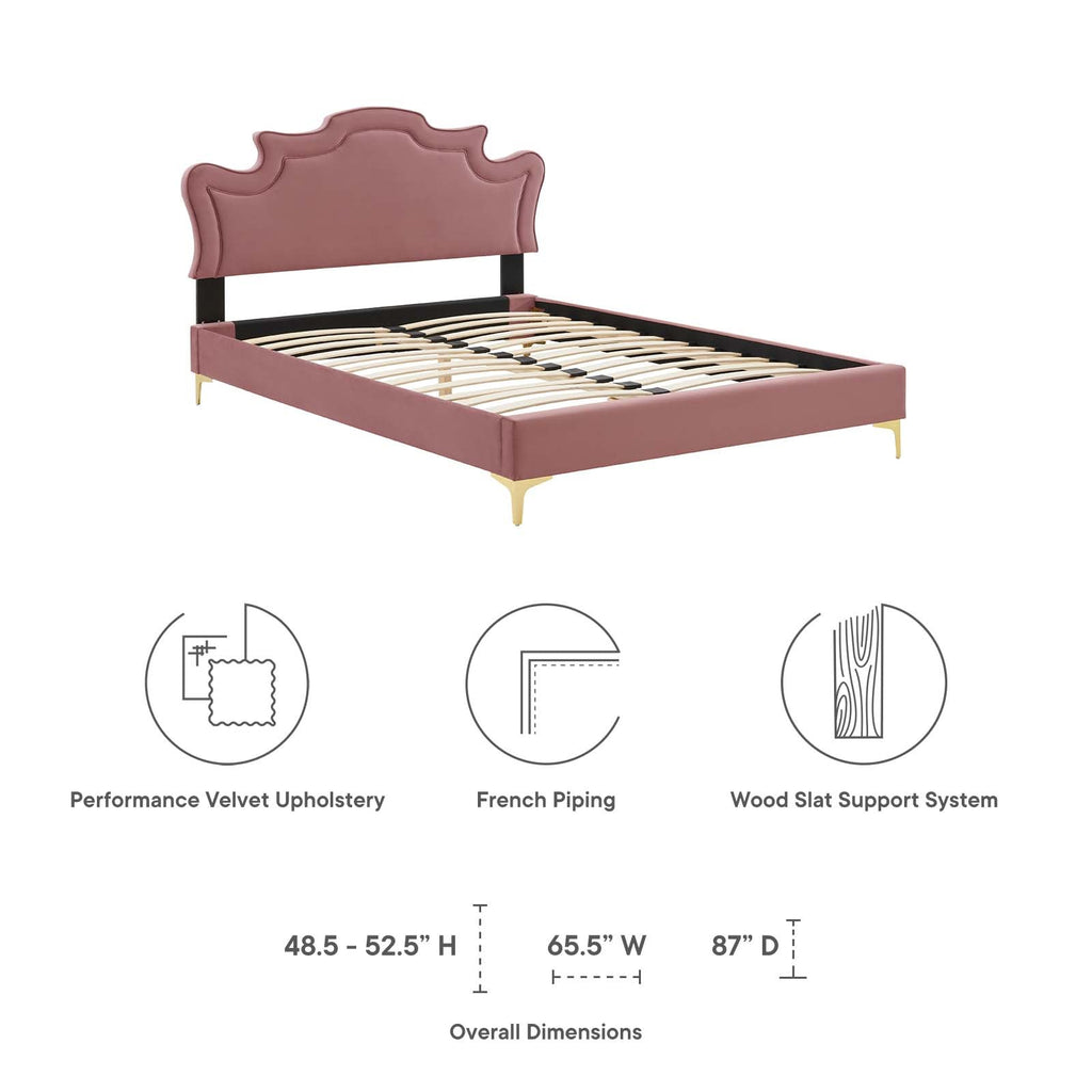 Neena Performance Velvet Twin Bed in Dusty Rose