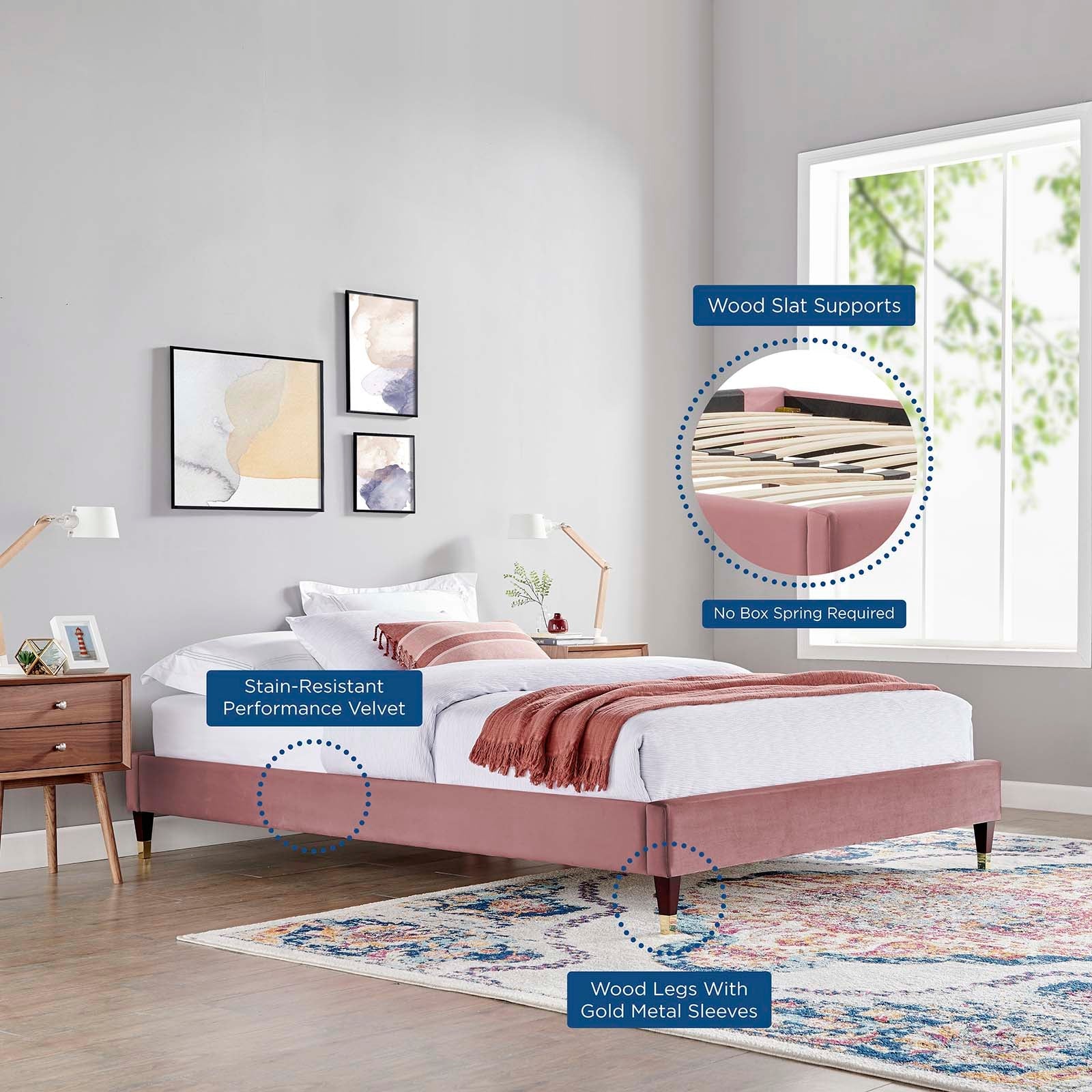 Novi Performance Velvet Twin Bed by Modway