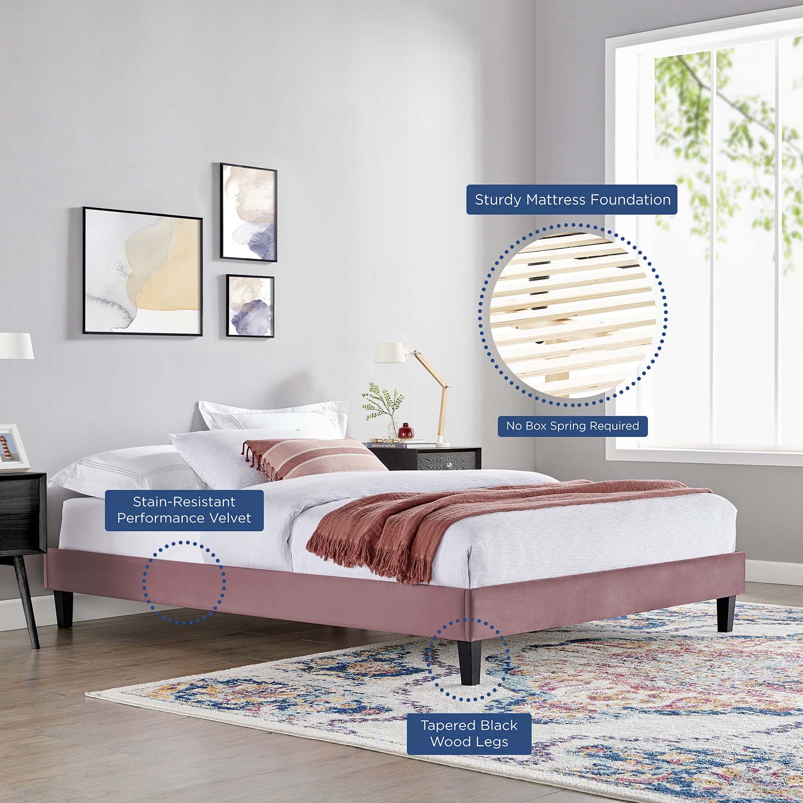 Novi Performance Velvet Twin Bed by Modway