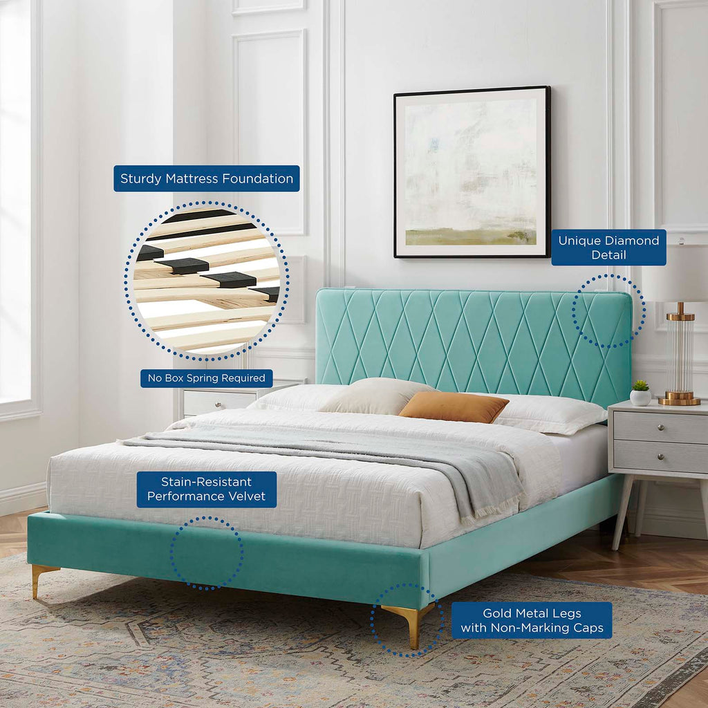 Phillipa Performance Velvet King Platform Bed by Modway