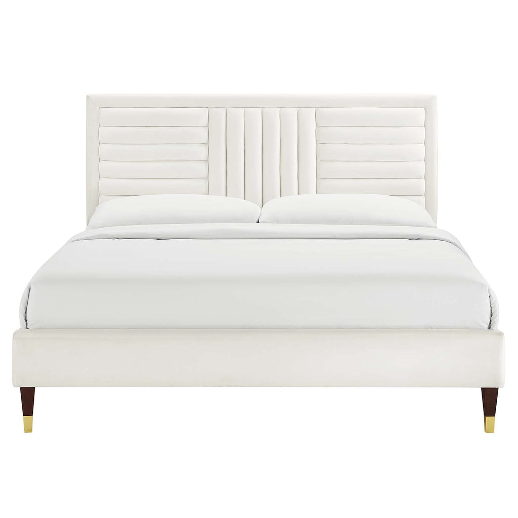 Sofia Channel Tufted Performance Velvet Queen Platform Bed by Modway