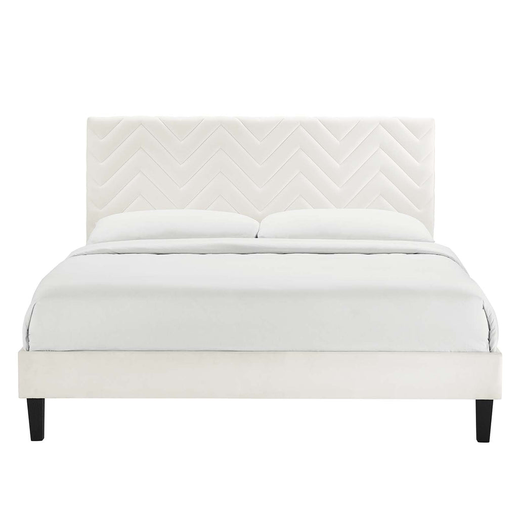 Leah Chevron Tufted Performance Velvet Queen Platform Bed by Modway