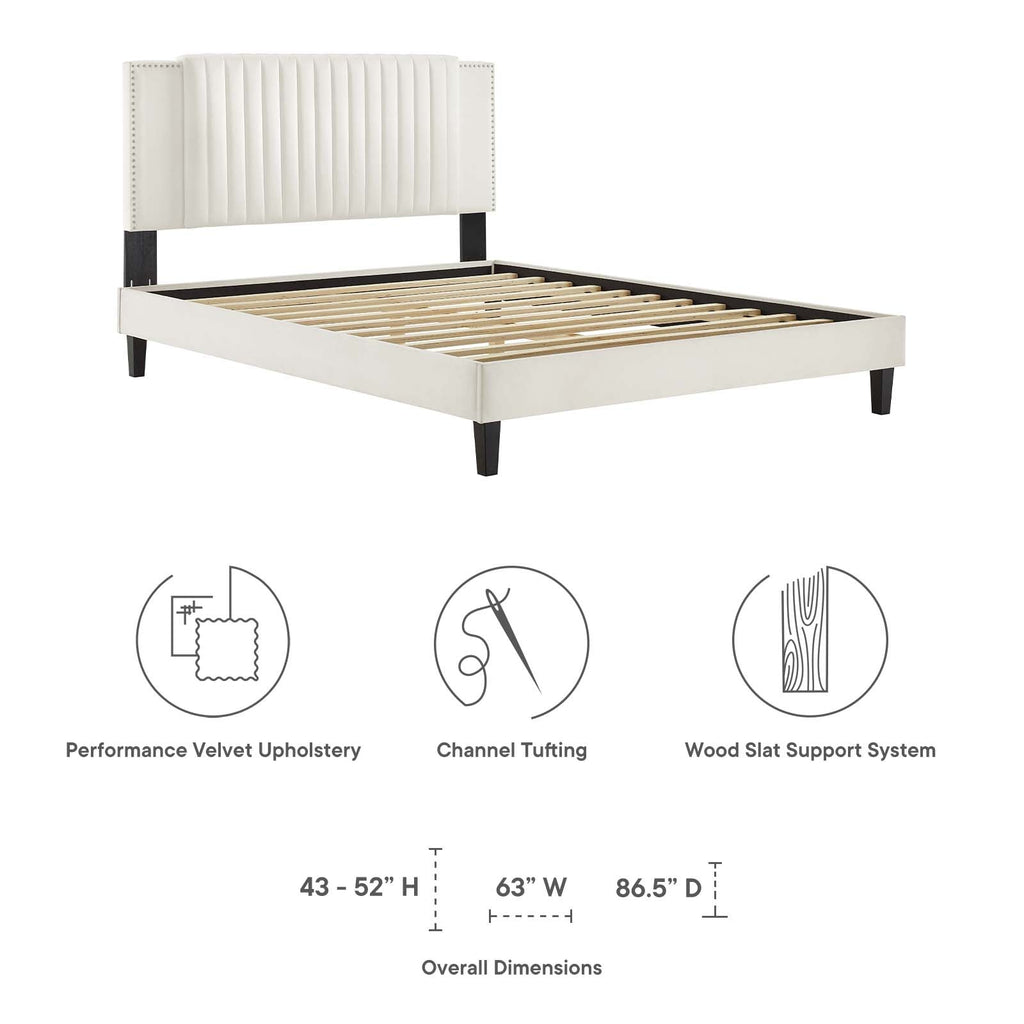 Zahra Channel Tufted Performance Velvet Queen Platform Bed by Modway