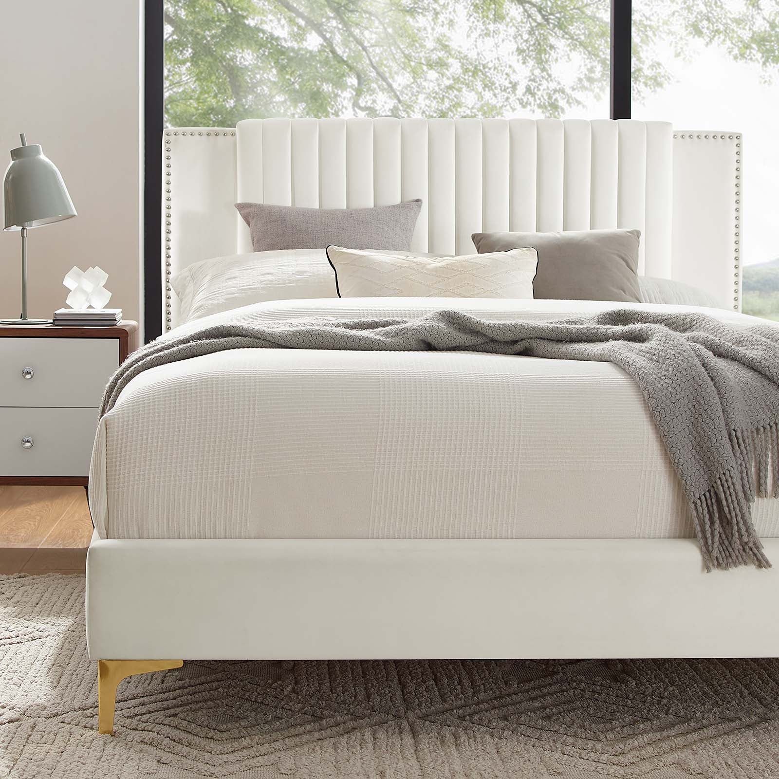 Zahra Channel Tufted Performance Velvet Queen Platform Bed by Modway