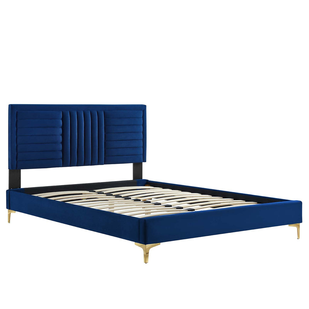 Sofia Channel Tufted Performance Velvet Queen Platform Bed by Modway