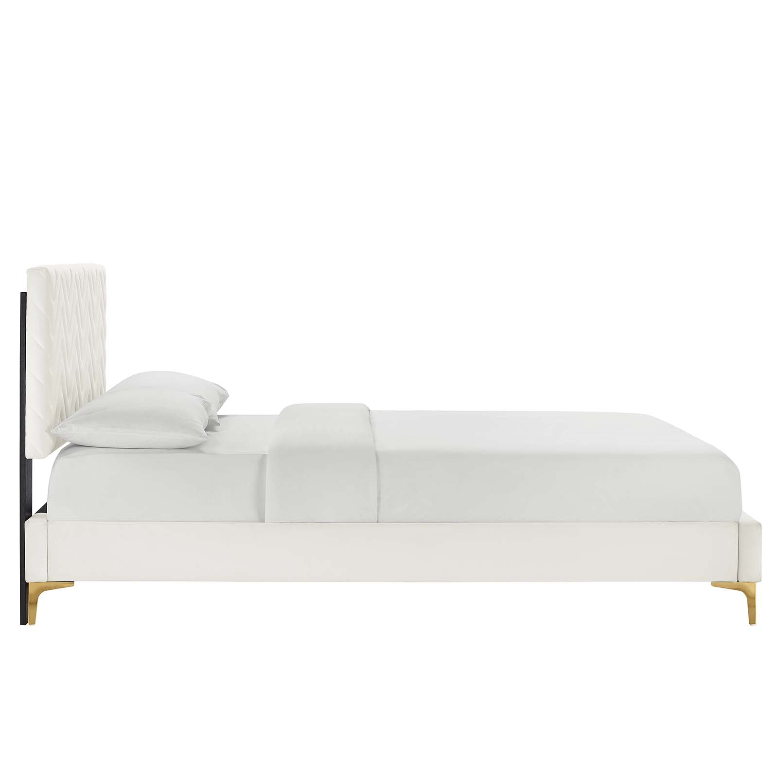 Leah Chevron Tufted Performance Velvet Twin Platform Bed by Modway