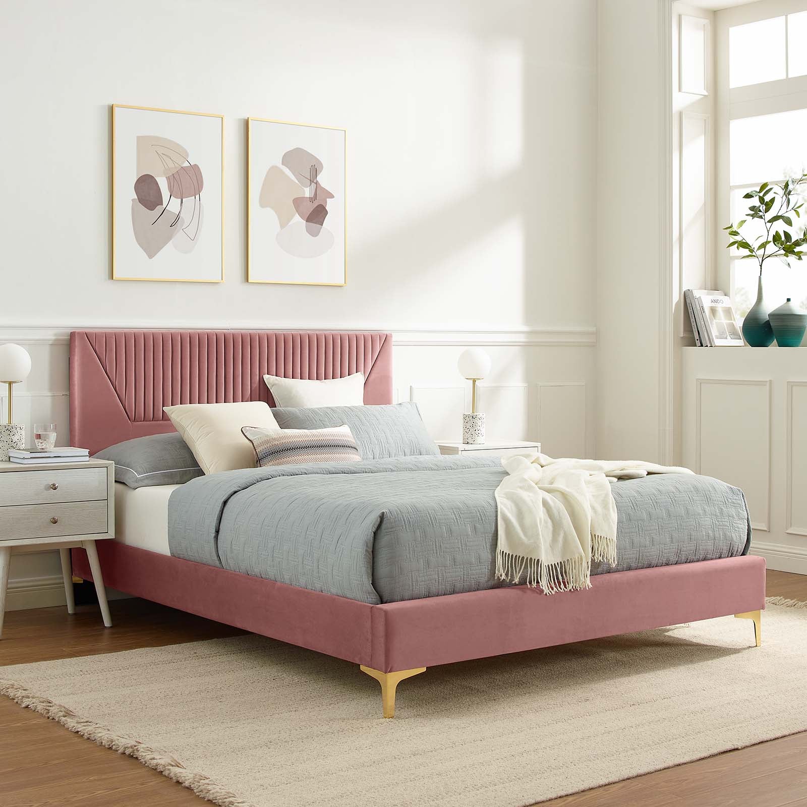 Yasmine Channel Tufted Performance Velvet Twin Pla