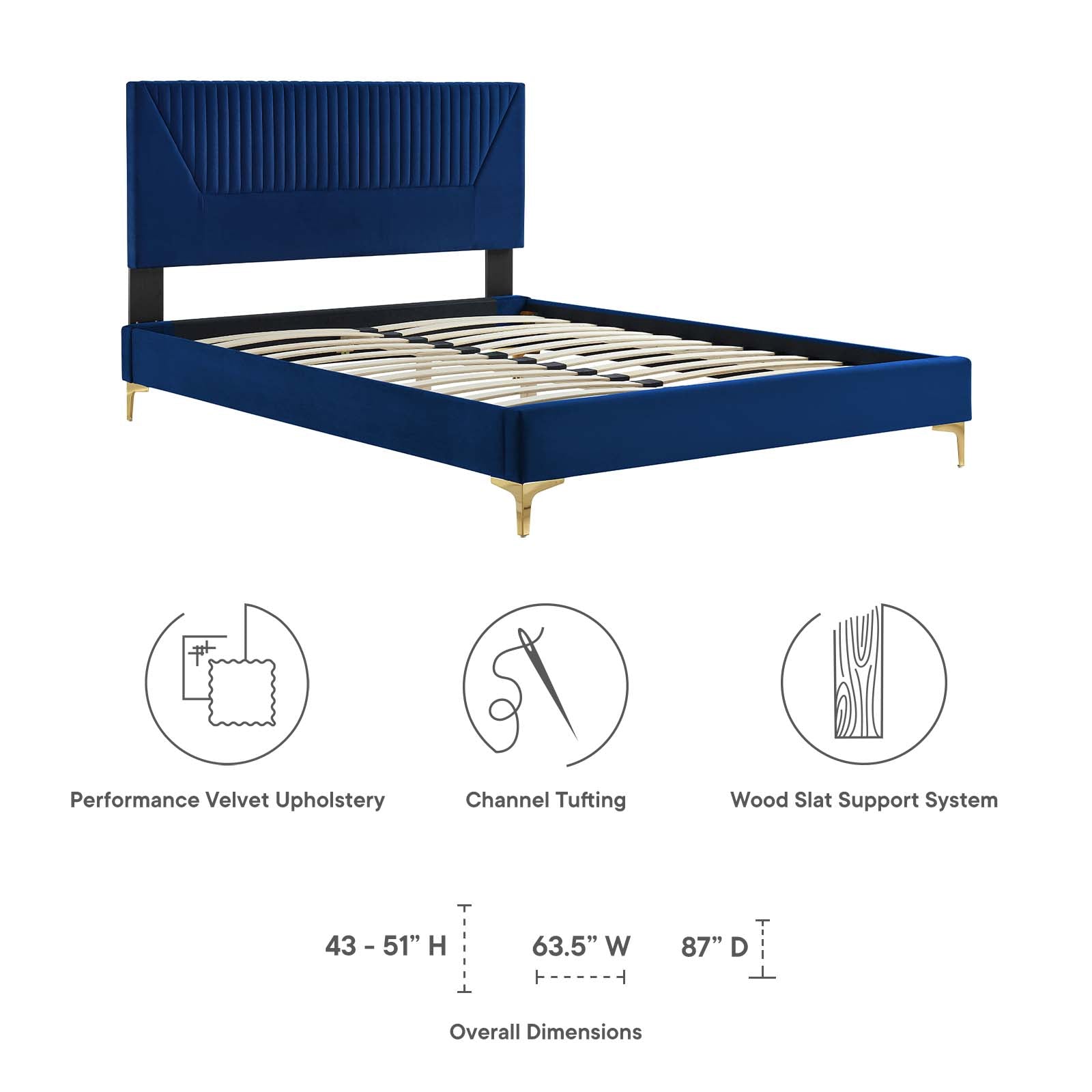 Yasmine Channel Tufted Performance Velvet Twin Platform Bed by Modway