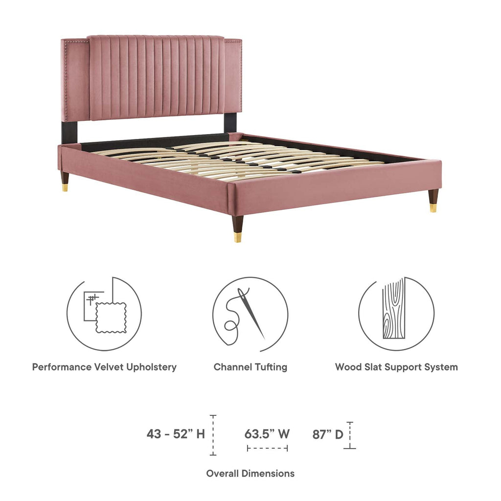 Zahra Channel Tufted Performance Velvet Twin Platform Bed by Modway