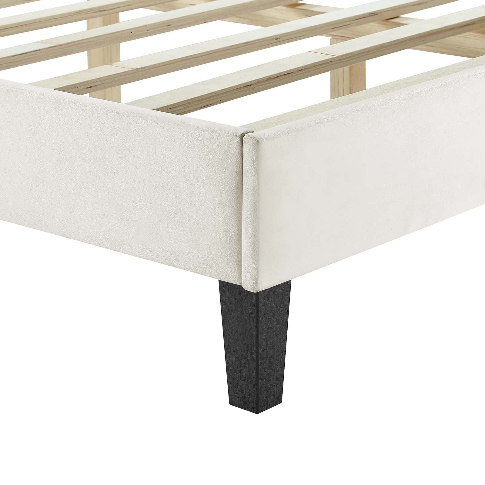 Zahra Tapered Wood Leg Channel Tufted Performance Velvet Twin Platform Bed by Modway