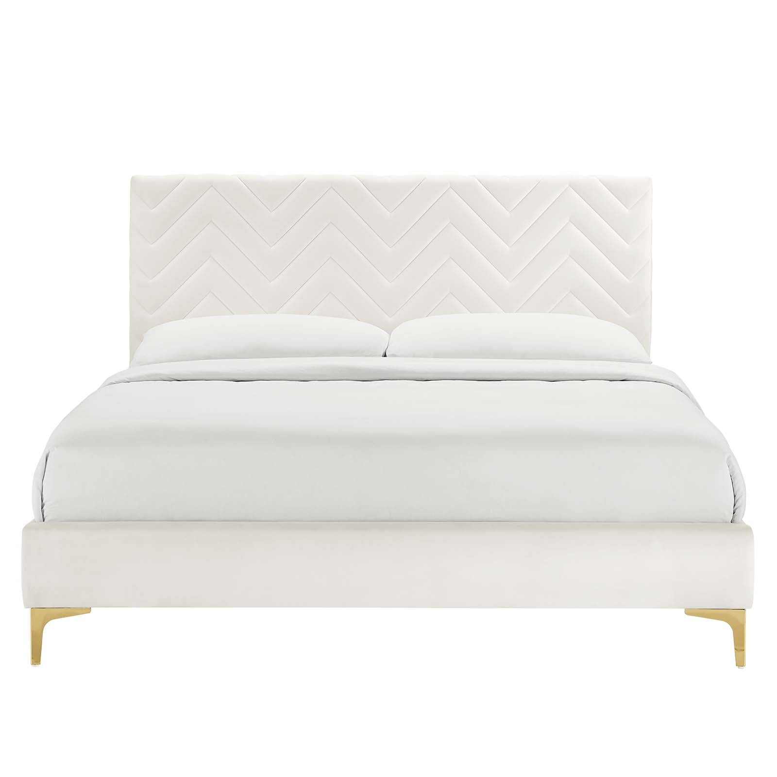 Leah Chevron Tufted Performance Velvet Full Platform Bed by Modway