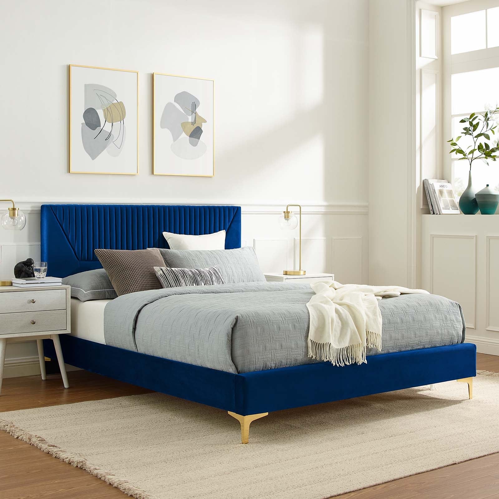 Yasmine Channel Tufted Performance Velvet Full Platform Bed by Modway