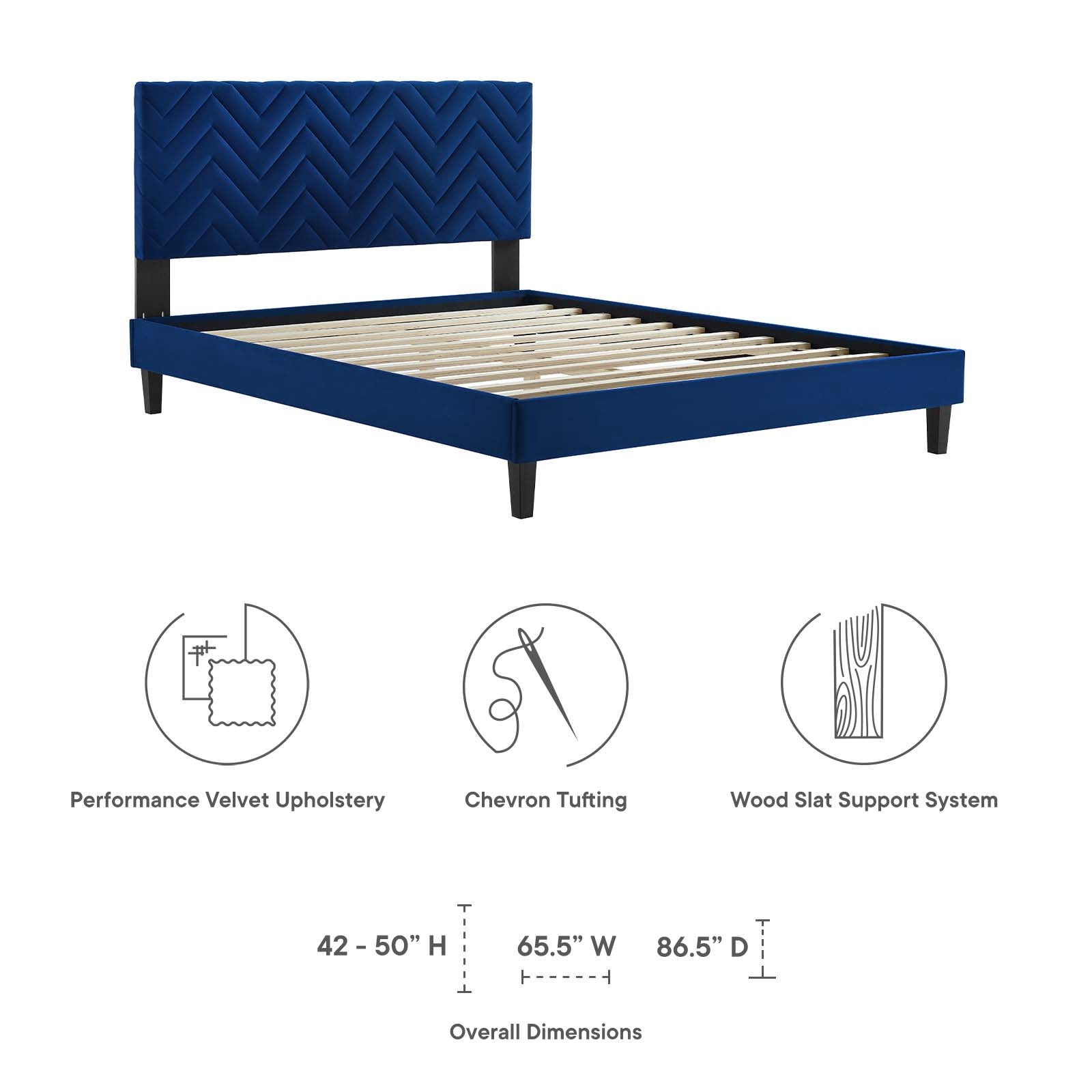 Leah Chevron Tufted Performance Velvet Full Platform Bed by Modway