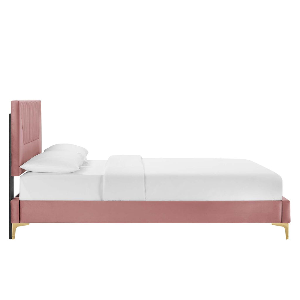 Yasmine Channel Tufted Performance Velvet King Platform Bed by Modway