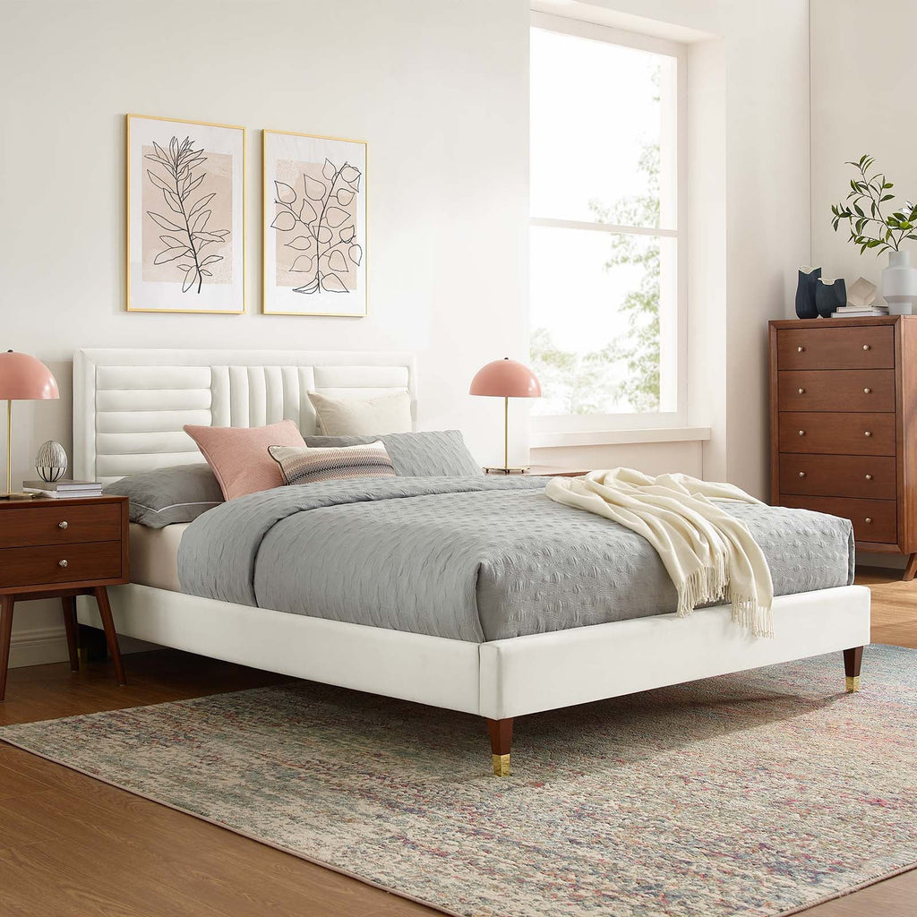 Sofia Channel Tufted Performance Velvet King Platform Bed by Modway