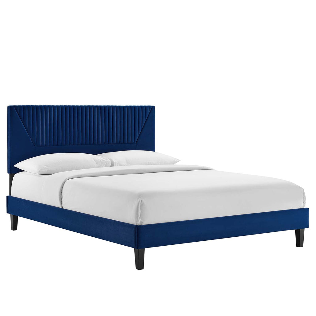 Yasmine Channel Tufted Performance Velvet King Platform Bed by Modway