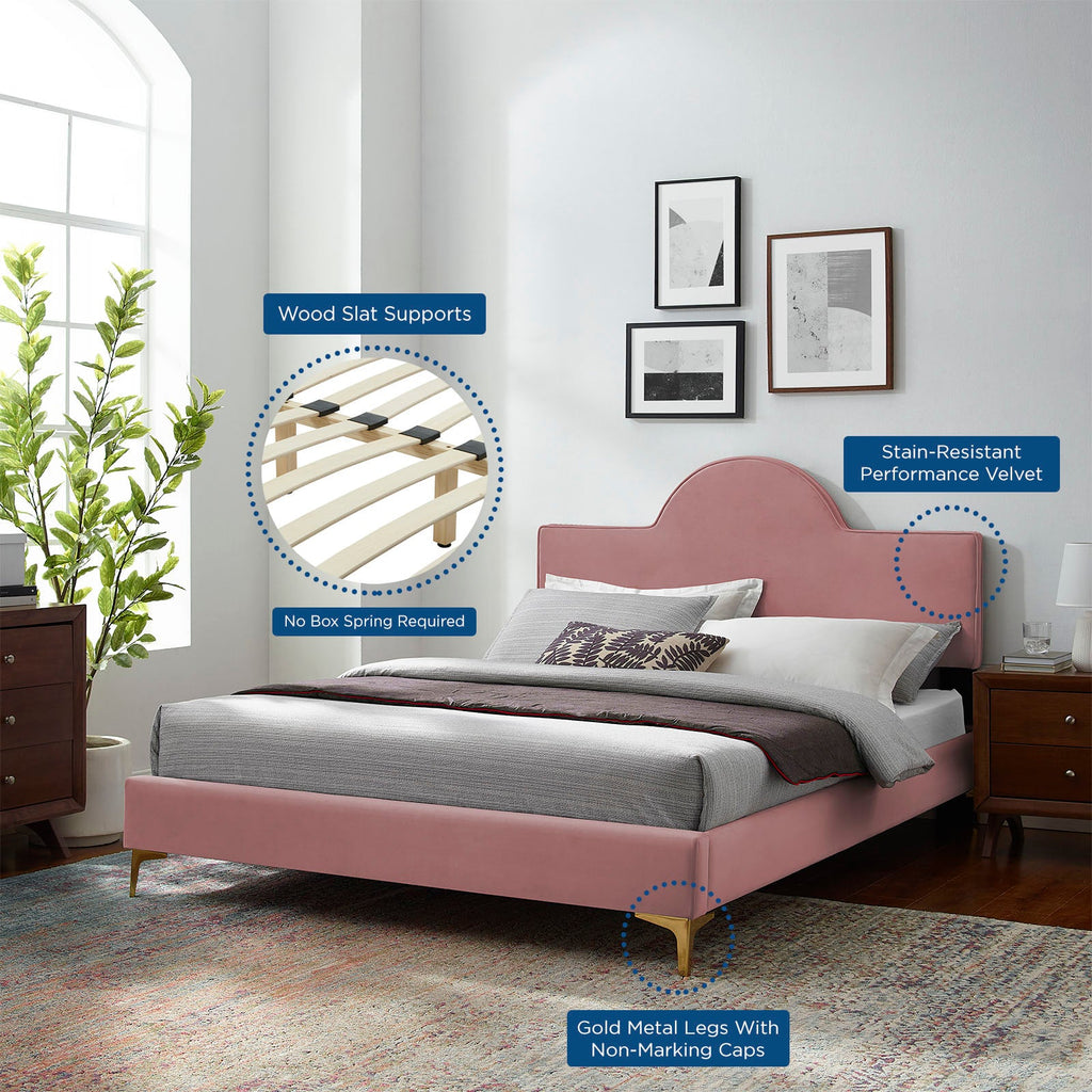 Sunny Performance Velvet King Bed by Modway