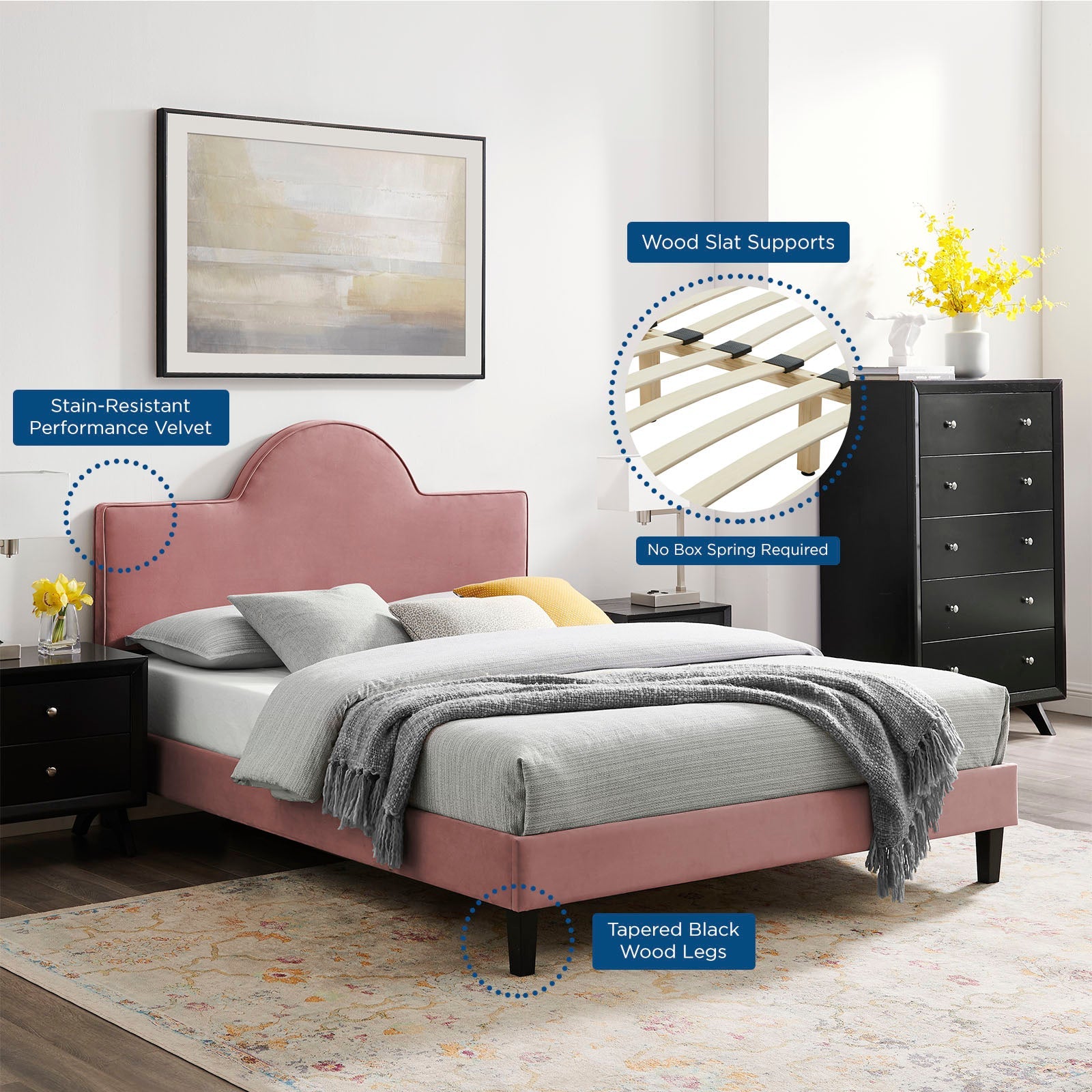 Soleil Performance Velvet King Bed by Modway