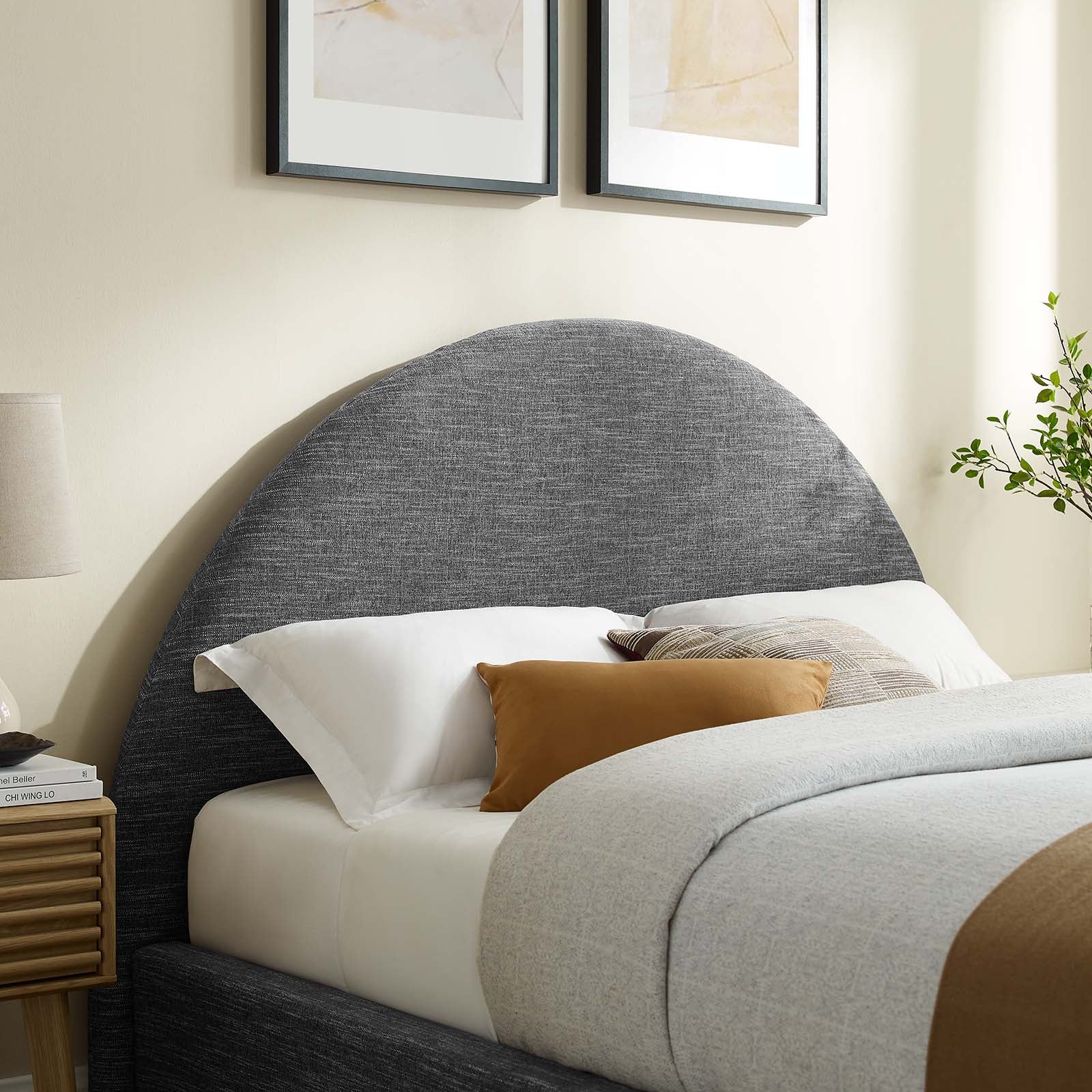 Resort Upholstered Fabric Arched Round King Platform Bed by Modway