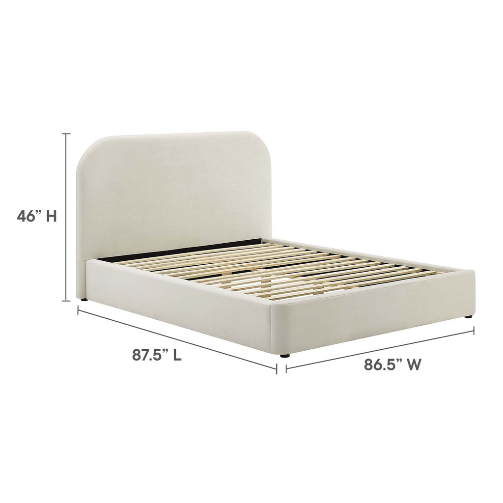 Keynote Performance Velvet Curved King Platform Bed by Modway