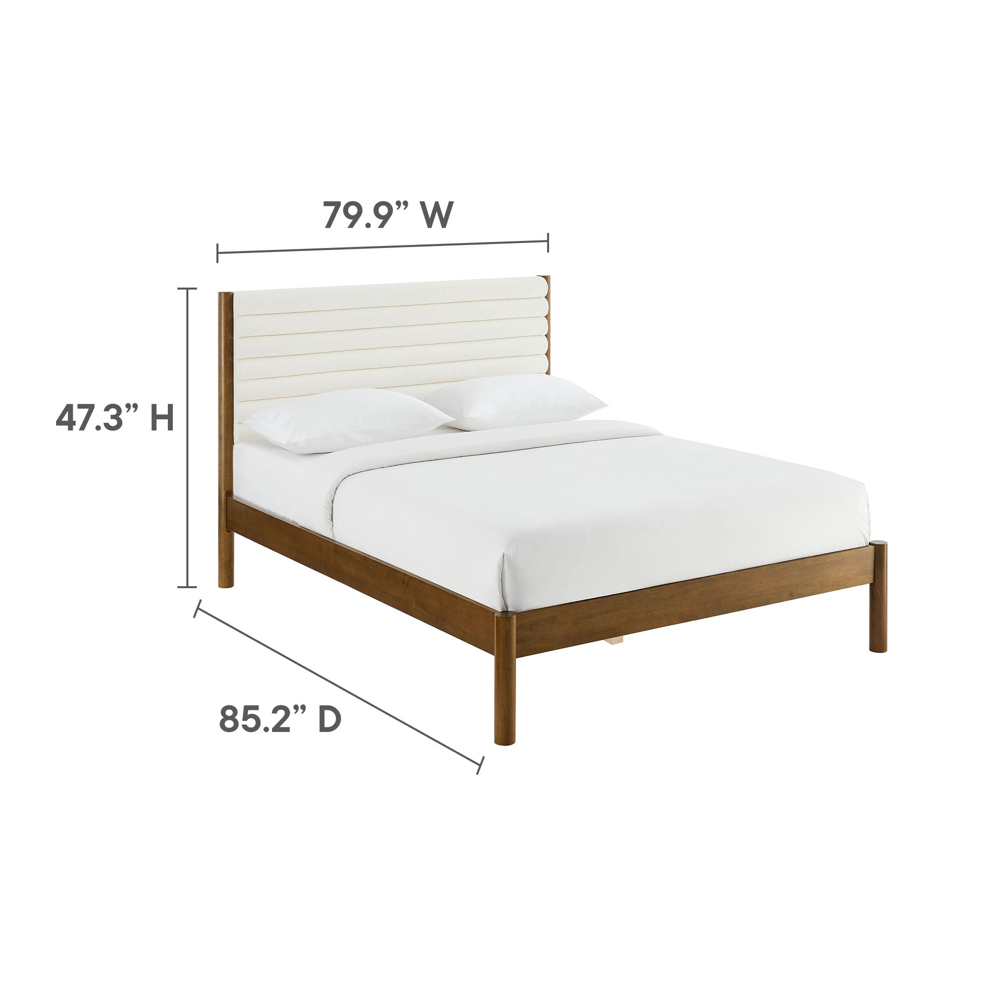 Olea Channel Tufted Boucle Solid Wood King Platform Bed by Modway