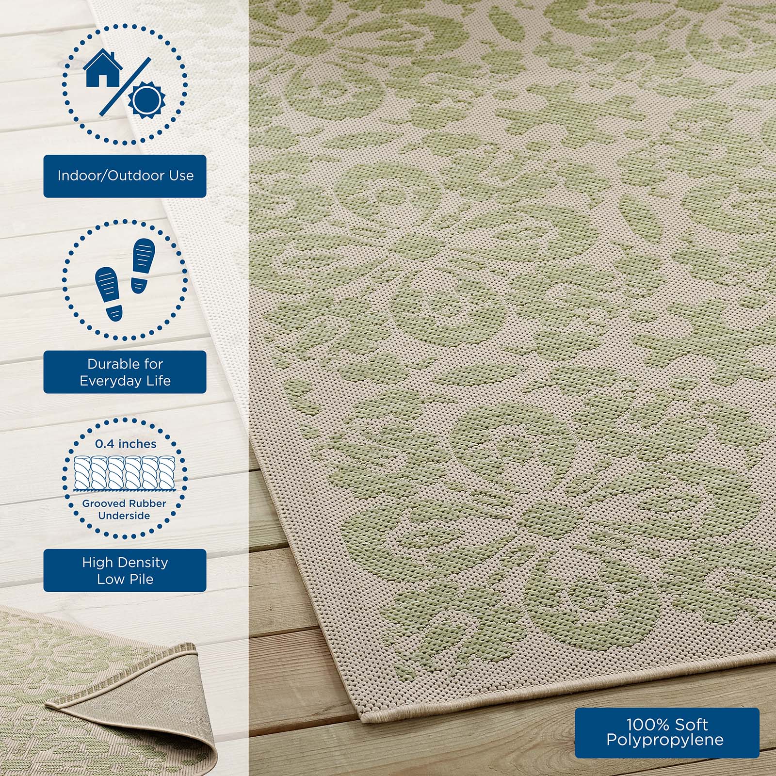 Ariana Vintage Floral Trellis Indoor and Outdoor 9x12 Area Rug by Modway